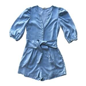 Woven by Synergy Soft Denim Blue Romper Sz S